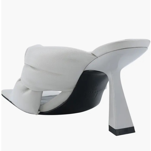 🆕MARC FISHER Womens Light Gray Dellian Square Toe Slip On Leather Heeled Sandal - Picture 4 of 10